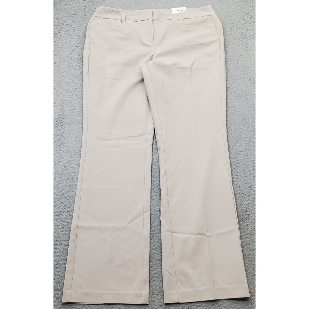 Elle Curvy Bootcut Pants Womens 12 Tan Stretch Mid-Rise Welt Pocket Flat Front